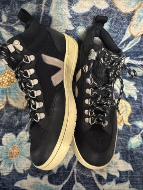 Veja Black High-Top Sneakers with Cream Sole